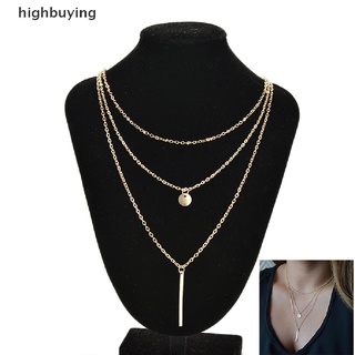 [highbuying] แฟชั่น หลายชั้น โซ่ทอง เหรียญ โซ่ จี้ สร้อยคอ ใหม่