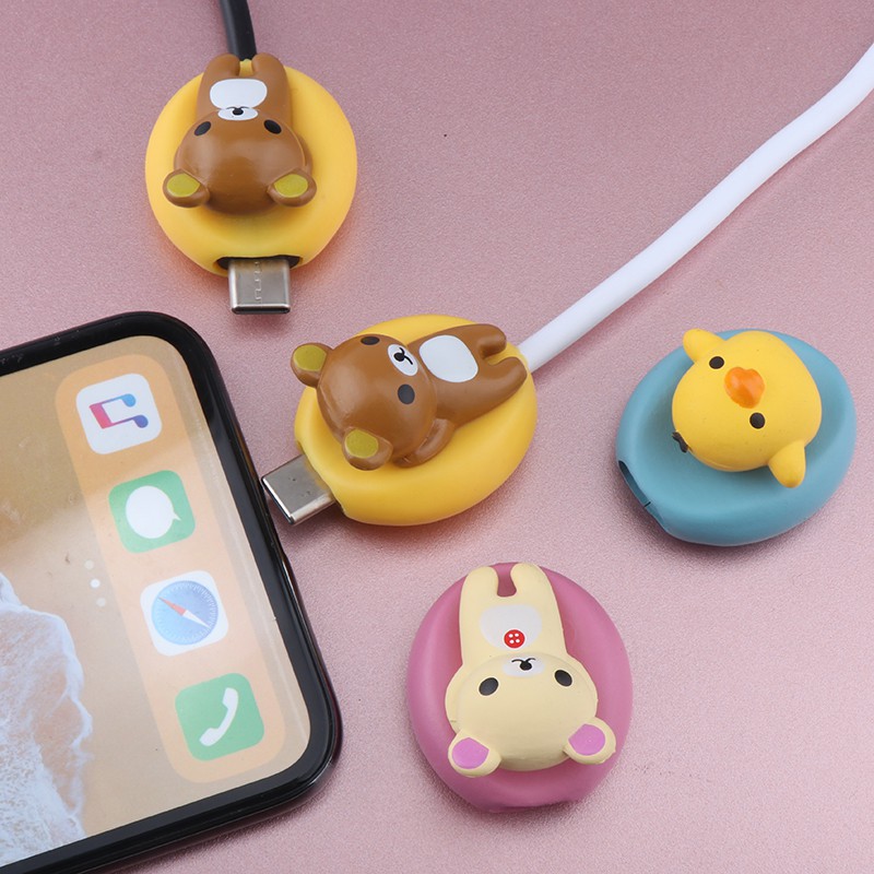 Animal Type C Cable Bite Protector Cute Cartoon Data Line Cord Lovely  Silicone USB C Cable Protector Organizer Winder Co | Shopee Thailand