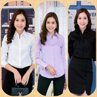 เสื้อเชิ้ตหญิงแขนยาว มี 21สี ไซส์อก 32-56 (โพสนี้ 12 สี ไซส์ M L XL XXL)