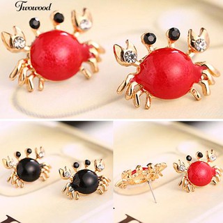 ผู้หญิงทะเลชีวิต Crab Rhinestones Ear Studs ทองเครื่องประดับอัญมณีแฟชั่นเครื่องประดับแฟชั่น