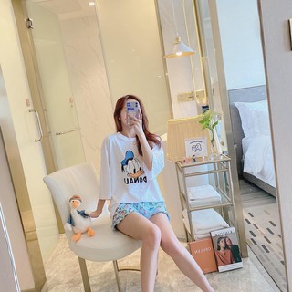 (อก40) Sale++14132 ชุดนอนเซ็ทเป็ดน่ารัก  #พร้อมส่ง มีฟ้า Lovely-Catty