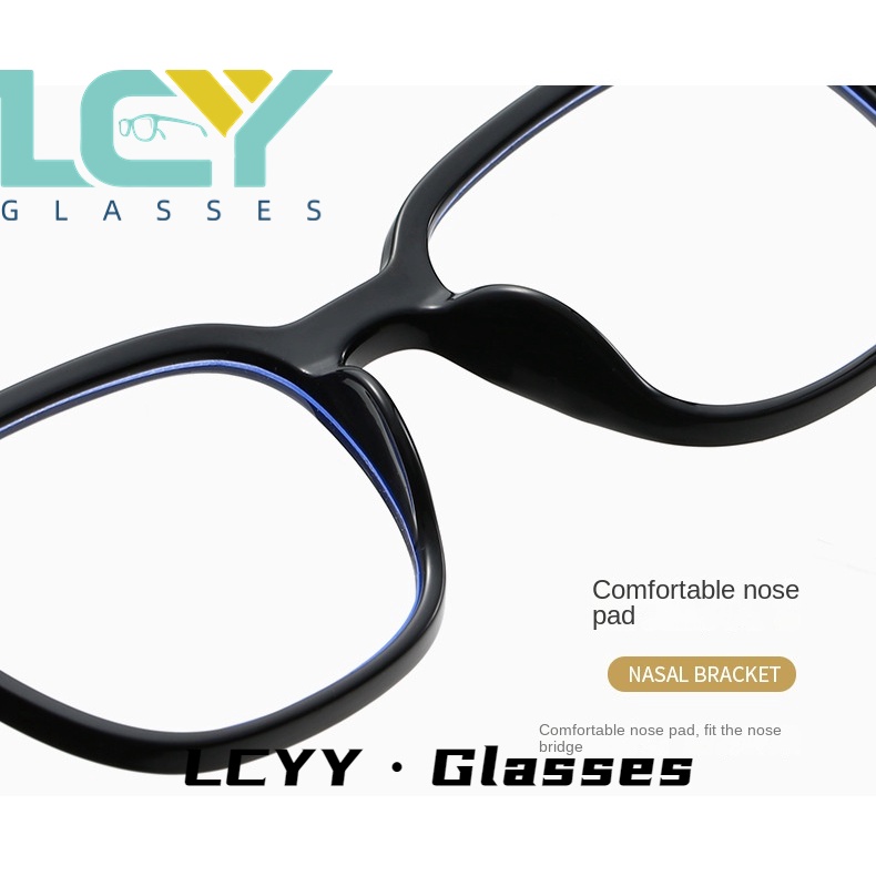 Lcyy ใหม่ แว่นตาสายตาสั้น TR90 กรอบสีดํา ป้องกันแสงสีฟ้า สไตล์เกาหลี สําหรับผู้ชาย และผู้หญิง 319
