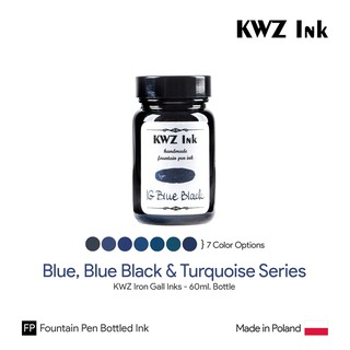 KWZ Iron Gall Ink 60ml Bottle (Blue, Blue Black &amp; Turquiose) - หมึกปากกาหมึกซึมคาวูเซต ชุดสีน้ำเงิน ขวดขนาด 60 มล.