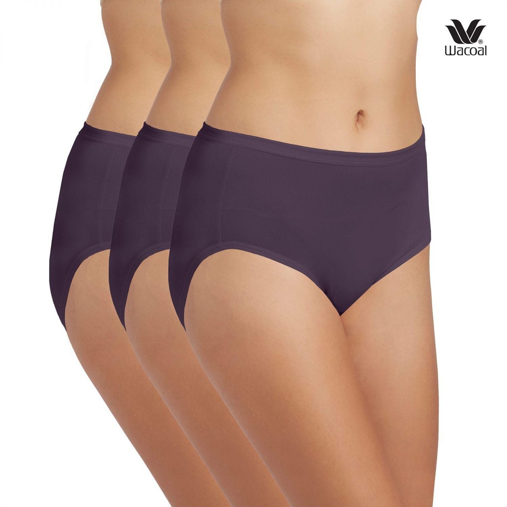 Wacoal Panty กางเกงใน ทรงเต็มตัว ขอบเรียบ สีม่วงออกน้ำเงิน (PU)(3 ตัว) รุ่น WU4M01 กางเกงในผู้หญิง ผู้หญิง วาโก้ เต็มตัว