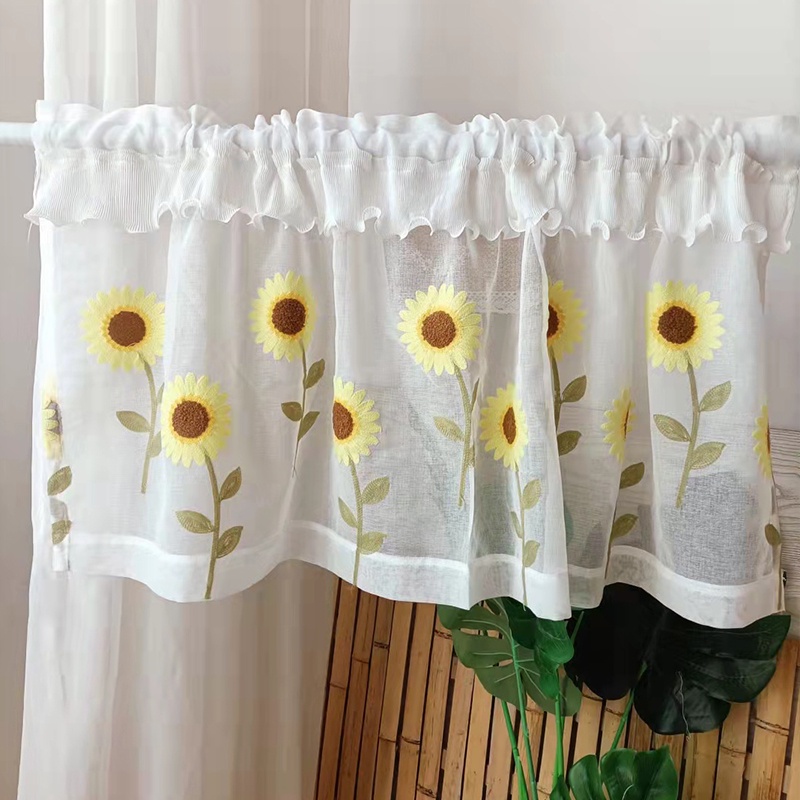 ผ้าม่านสั้น ลายดอกทานตะวัน กันน้ำ สำหรับตกแต่งบ้าน