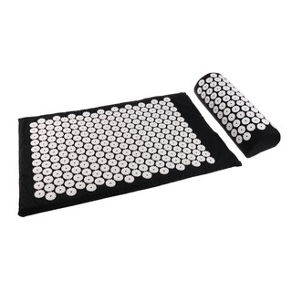 Spiky Acupressure Pillow Mat Set Acupuncture Massage Cushion Pad Kit Black