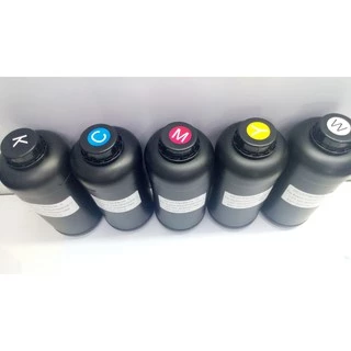 หมึก UV , หมึก LED UV คุณภาพสูง เกรด 3 ปี ขนาด 1 ลิตร K,C,M,Y,W ใช้กับ Epson dx5 dx11 L1300 L1800