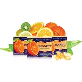 Bennett Vitamin C&E (130g.) Soap : เบนเนท สบู่ วิตามิน อี สูตร เพิ่ม วิตามิน ซี x 1 ชิ้น svl