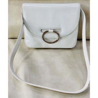 prada shoulder bag enamel leather white