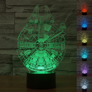 โคมไฟตั้งโต๊ะ LED รูป Star Wars 3D ไล่โทนสี 7 สี