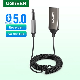 UGREEN อะแดปเตอร์รับสัญญาณเสียงบลูทูธ 5.0 USB เป็นแจ็ค 3.5 มม. แฮนด์ฟรี สําหรับรถยนต์