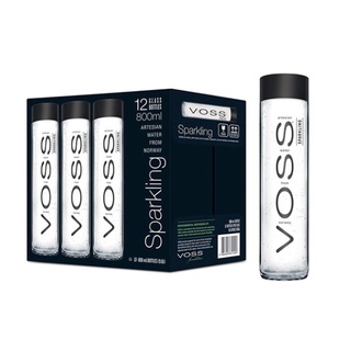 🌟พร้อมส่ง🌟Voss Sparkling Mineral Water Glass 800 ml. 12 Bottle น้ำแร่ธรรมชาติ VOSS Sparkling ขวดแก้ว 800 มล. 12 ขวด