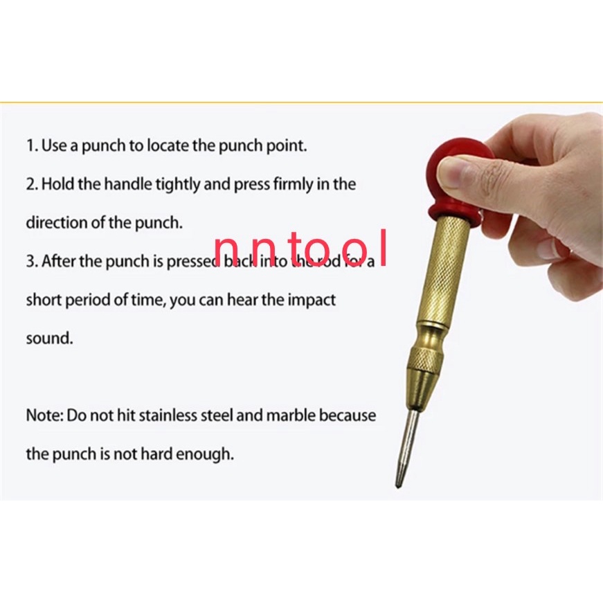 เหล็กตอกนำศูนย์ ปากกาตอกนำศูนย์ กดลงชิ้นงาน เหล็กส่ง  แบบอัตโนมัติ มีด้ามกด งาน เหล็ก งานไม้ อลูมิเนียม PVC พลาสติกหุ้ม - รูปที่ 6