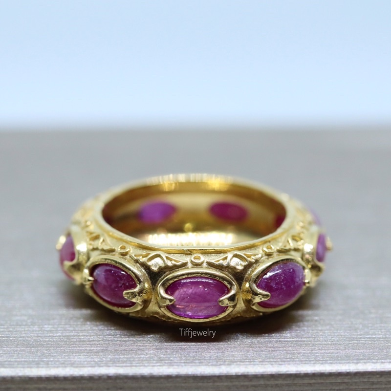 Tiffjewelry แหวนพิรอดทับทิม และพิรอดไพลิน พลอยรอบนิ้ว 9 เม็ด