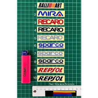 สติกเกอร์สะท้อนแสง ขนาดเล็ก (กว้าง 7 ซม.) ralliart mira recaro sparco respol kecil ขนาดเล็ก