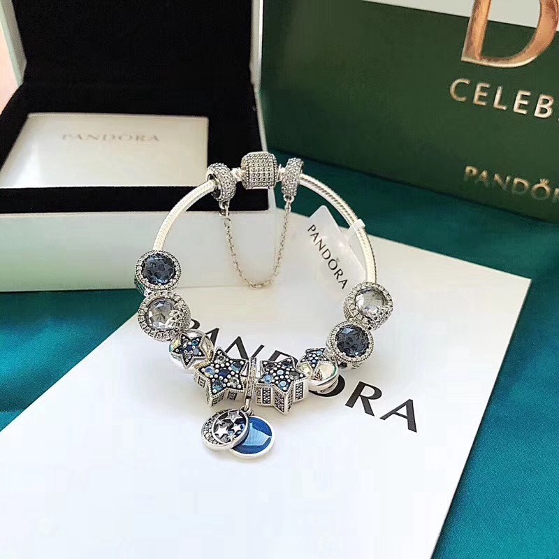 Pandora charms bracelet Pandora Blue Stars 925 Silver Female Bangle