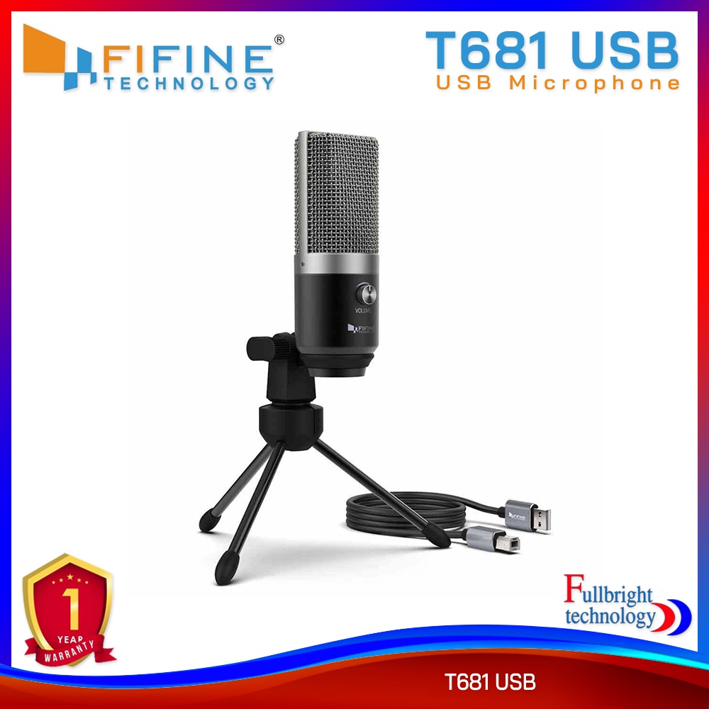 Fifine K681 USB Microphone Studio Streaming Recording Witch Headphone Jack ไมโครโฟนคอมพิวเตอร์