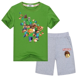 Roblox กางเกงขาสั้น + เสื้อยืดแฟชั่นสําหรับเด็ก