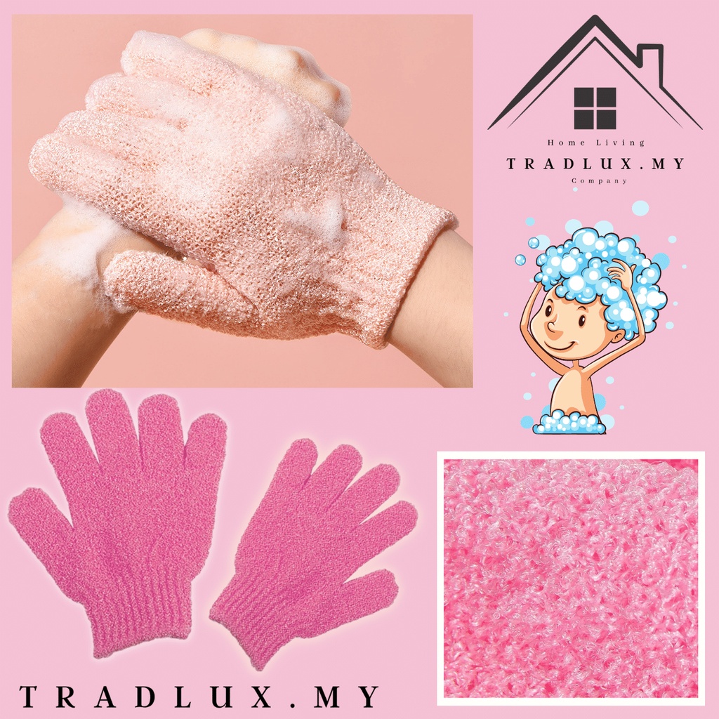 Tradlux 1 Pair Five-Finger Bath Gloves Exfoliating Bathing