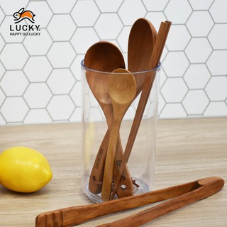 LUCKY HOME ที่เก็บของตั้งโต๊ะทรงกระบอก เส้นผ้าศูนย์กลาง Ø10 x สูง17.5 cm (ขวดโหลพลาสติกใส ABS) G-1100/S