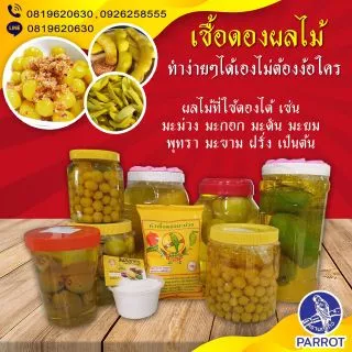 หัวเชื้อดองมะม่วง ตรา นกแก้ว ผงดอง ผงดองผลไม้ ผงดองมะม่วง หัวเชื้อดอง เชื้อดอง 600 กรัม