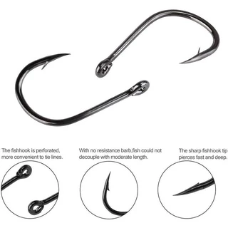 ชุดตะขอตกปลาชุดเหล ็ กคาร ์ บอนแข ็ งแรงน ้ ําจืดน ้ ําจืด Sharp ตกปลาวงกลม Jig Hooks
