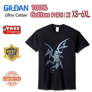 NEWJINTAOLI เสื้อยืดผ้าฝ้าย 100% แขนสั้น พิมพ์ลาย Yu Gi Oh! Blue Eyes White Dragon สำหรับนักเรียน [Xs-6Xl]