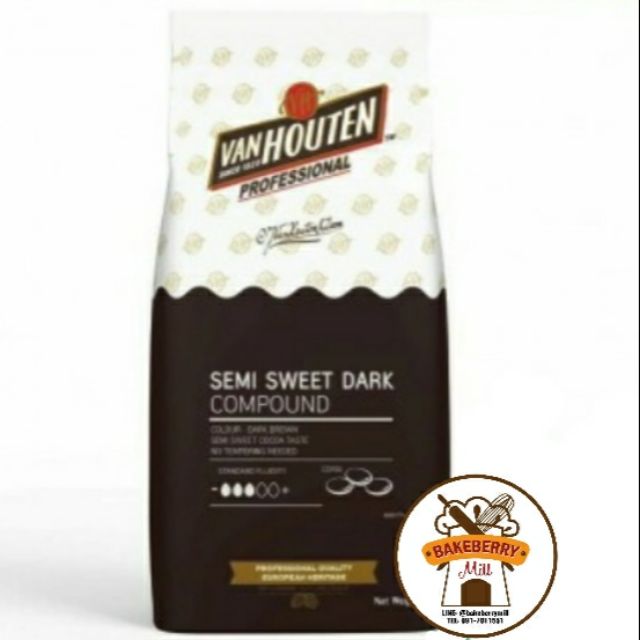 Van Houten Semi Sweet Dark Chocolate Compound 1 Kg ...