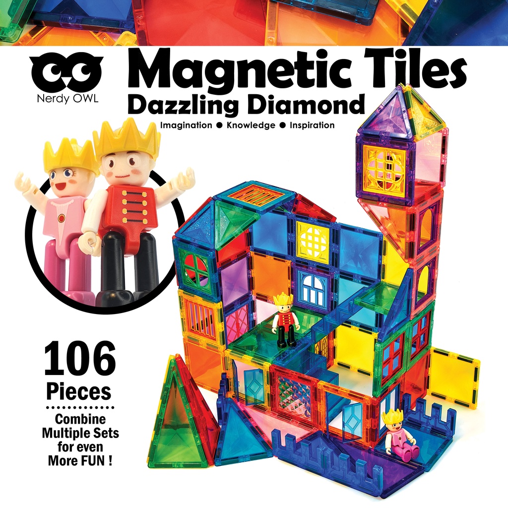 Magnet Tiles Dazzling Diamond 106 Pieces ของเล่นแผ่นตัวต่อแม่เหล็ก 106 ชิ้น รูปที่ 8
