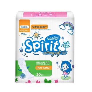 (20 ชิ้น) Modess Spirit Cottony Soft Regular Non-Wing ผ้าอนามัย โมเดส สปิริต คอตตอนนี่ ซอฟท์ (แบบไม่มีปีก) 23 ซม.