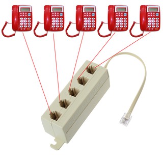 rj11 แจ็ค 5 way outlet โทรศัพท์ modular สายอะแดปเตอร์ปลั๊กแยก 6 p4c