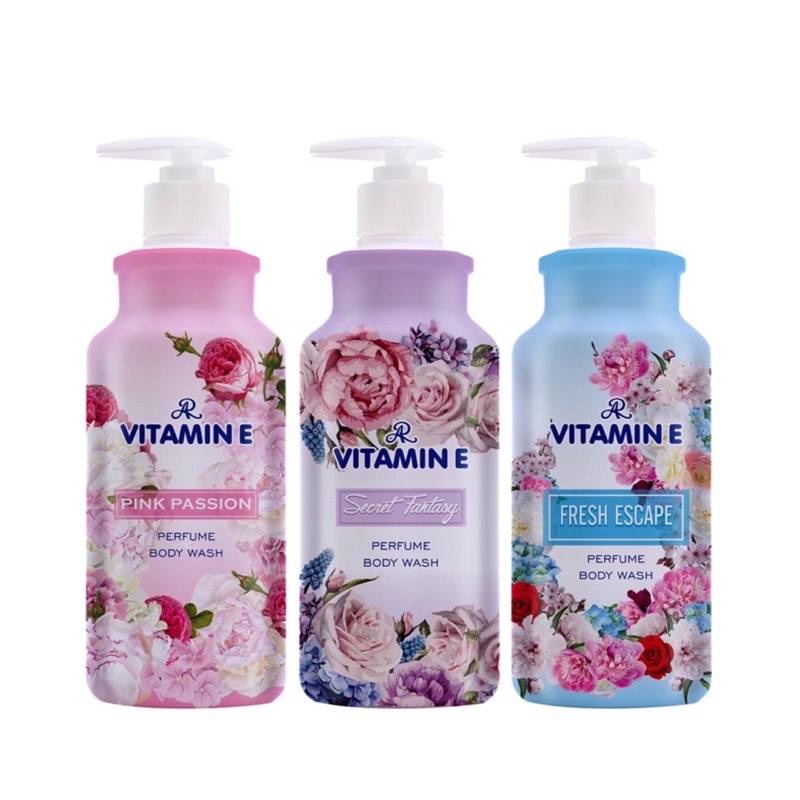 AR Aron Vitamin E Perfume Body Wash 400ml เอ อาร์ อาร่อน วิตามิน อี เพอร์ฟูม บอดี้ วอช ครีมอาบน้ำ (1 ขวด)