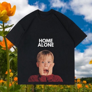 เสื้อยืดสีขาวเสื้อยืด พิมพ์ลาย Alone HOME | เสื้อยืด | รองเท้าบูท | วินเทจ | ขนาดใหญ่ | เสื้อยืด HomageS-4XL