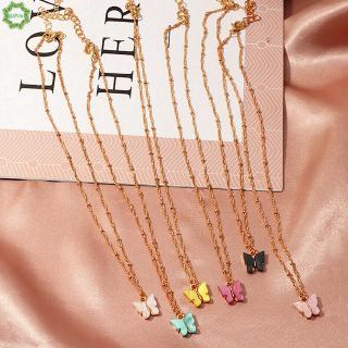 Cod Qipin 6 Colors Korean Butterfly Shape Necklace Summer Accessory Jewelry for Daily Wedding