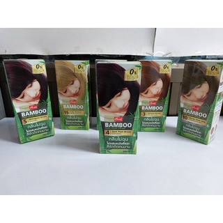 Caring Bamboo Hair Color Cream แคริ่ง แบมบู แฮร์คัลเลอร์ ครีม มี 15 สีให้เลือก (200 ml.) ยาย้อมผม สีผม น้ำยาย้อมผม