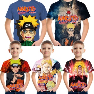 【พร้อมส่ง】เสื้อยืดลําลอง ลายการ์ตูนนารูโตะ แฟชั่นฤดูร้อน สําหรับเด็กผู้ชาย อายุ 3-14 ปี