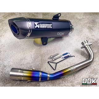 ท่อแต่ง ADV350 ปลายท่อตรงรุ่น คอบอมไทเทเนี่ยมแท้ Akrapovic 18 นิ้ว เลสสีดำ ปากคาร์บอนเคฟล่าแท้ ปากเฉียง โลโก้เลเซอร์