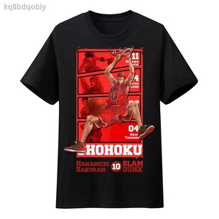 เสื้อยืดลำลองเตรียมจัดส่ง♚Slam Dunk Sakuragi ดอกไม้แขนสั้นเสื้อยืดผู้ชายและผู้หญิงผ้าฝ้ายหลวม Hip-Hop บาสเกตบอลอะนิเมะรอ