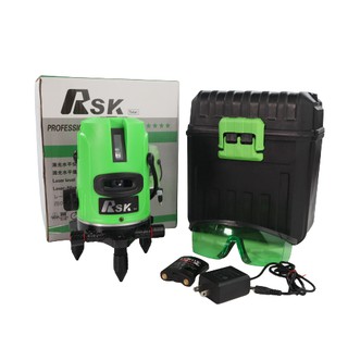 เครื่องวัดระดับเลเซอร์ RSK เครื่องวัดระดับเลเซอร์ ระดับเลเซอร์สีเขียว 360 องศา 5 เส้นสำหรับระดับน้ำ พร้อมอุปกรณ์