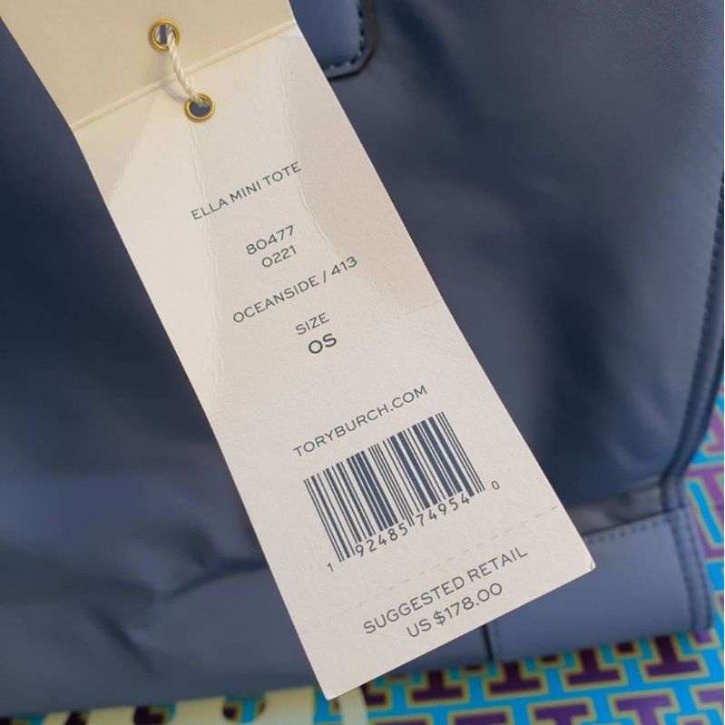 🎀 (สด-ผ่อน) กระเป๋า Nylon 80477 สีฟ้า oceanside tote 13 นิ้ว Tory Burch  Ella Tote Bag | Shopee Thailand