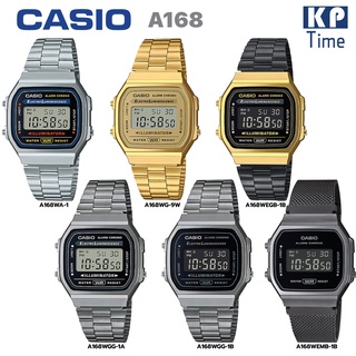 Casio นาฬิกาข้อมือผู้หญิง สายสแตนเลส รุ่น A168 ของแท้ประกันศูนย์ CMG