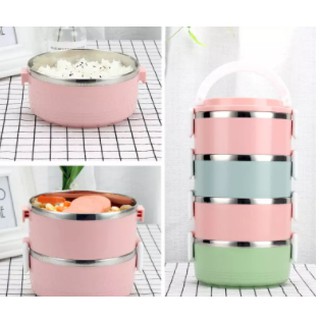 ปินโตแยกชั้น 4 ชั้น สีสันสวยงาม ปิ่นโตใส่อาหาร พร้อมส่ง