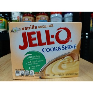 Jell-o Artificial Flavor Vanilla Cook&amp;Serve วานิลลา พุดดิ้ง (ตราเจล-โอ) 130 กรัม