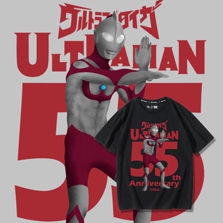 2022 Japanese-style loose Ultraman cartoon print pure cotton short-sleeved T-shirt for men and students FSTQ