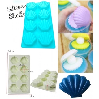 Silicone Shells พิมพ์ซิลิโคนรูปหอย 8 ช่องใช้ทำวุ้น พิมพ์ขนม ดีไซด์ท้องทรงหอย เนื้อซิลิโคนทนร้อน