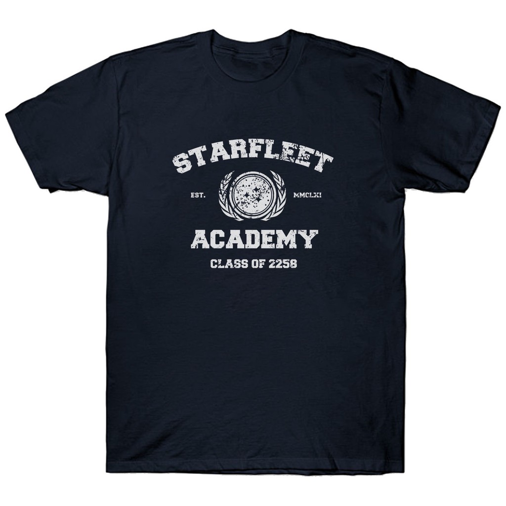 เสื้อยืดผ้าฝ้ายพิมพ์ลาย Starfleet Academy Star Trek Sci Fi Geek Nerd Birthday สําหรับผู้ชาย