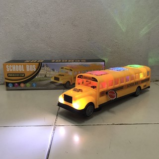school bus รถโรงเรียน ใส่ถ่าน ชนถอย มีเสียง มีไฟ