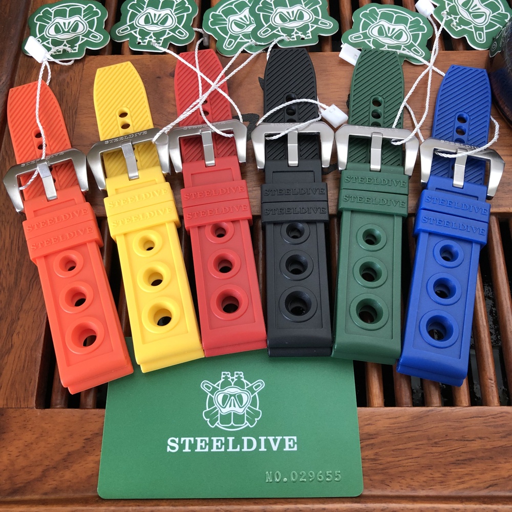 STEELDIVE SD2201 Men39s Diving Watch Rubber Strap OrangeBlackGreen