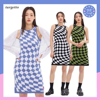 (พร้อมส่ง) เดรสสั้น Targetto - CHECKERBOARD KNIT ONEPIECE