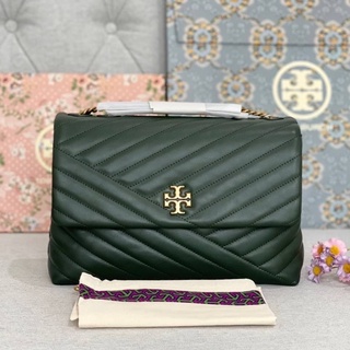 🎀 (สด-ผ่อน) กระเป๋าสะพาย สีเขียว 11 นิ้ว 58465 TORY BURCH KIRA CHEVRON CONVERTIBLE SHOULDER BAG